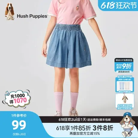 暇步士童装女童短裤夏季新款中大童甜美休闲牛仔裤儿童透气三分裤商品大图
