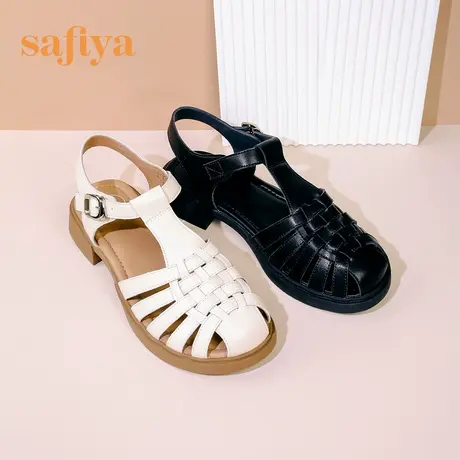 Safiya索菲娅罗马凉鞋女夏外穿镂空包头休闲平底沙滩鞋软底猪笼鞋图片