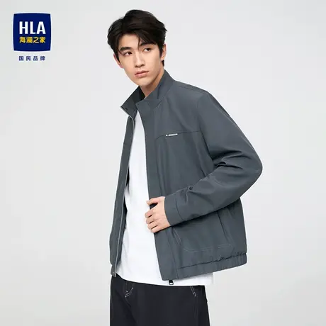 HLA/海澜之家易打理夹克2023秋季新款立领印花加绒商务休闲外套男图片