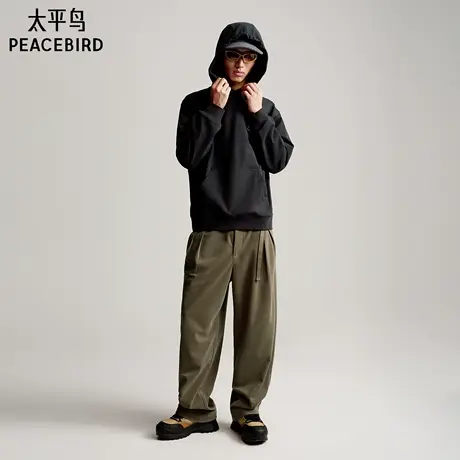 【商场同款】太平鸟男装灯芯绒肌理休闲裤新款宽松长裤B2GBF3438图片