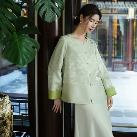 爱慕皇锦含真丝正绢女士家居对襟上衣-梅花醉HJ21551图片