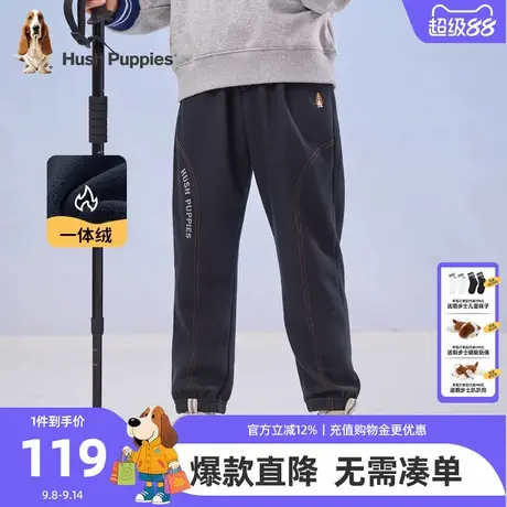 暇步士童装男童裤子秋冬新款中大童休闲一体绒长裤儿童保暖运动裤图片