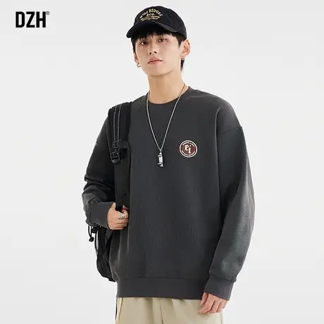 男士重磅圆领卫衣男春秋款潮牌2023年新款美式刺绣上衣打底衫长袖商品大图