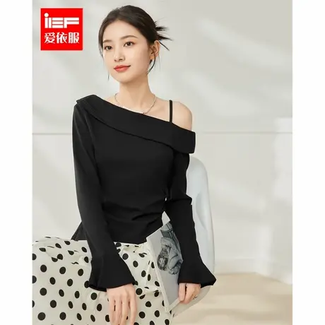 IEF/爱依服2025春夏新款法式温柔小女人气质喇叭袖设计百搭上衣商品大图