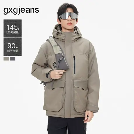 gxg.jeans男装2024年冬季新款连帽短款羽绒服J24XD254015商品大图