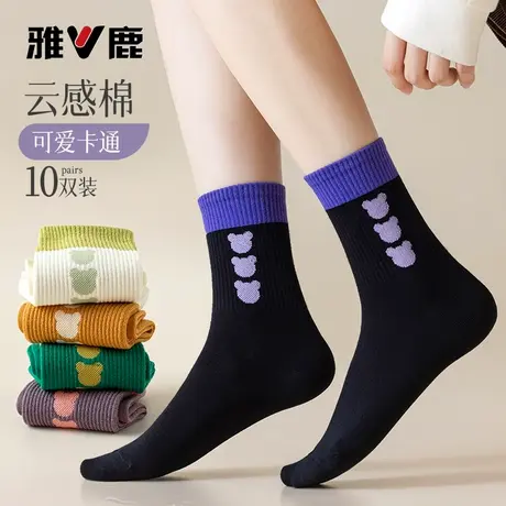 袜子女中筒袜秋冬ins潮街头卡通拼色长袜子学生防臭透气运动短袜商品大图
