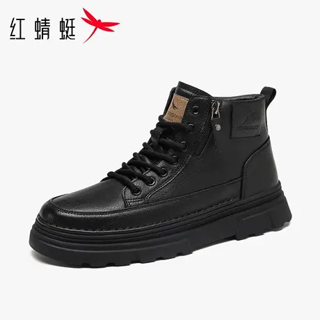 红蜻蜓男鞋秋冬新款鞋子男士高帮工装鞋马丁靴男款真皮英伦风皮鞋商品大图