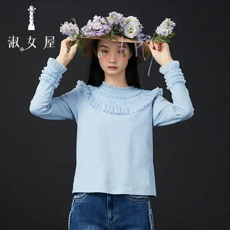 淑女屋官方旗舰店泡芙领t恤商品大图