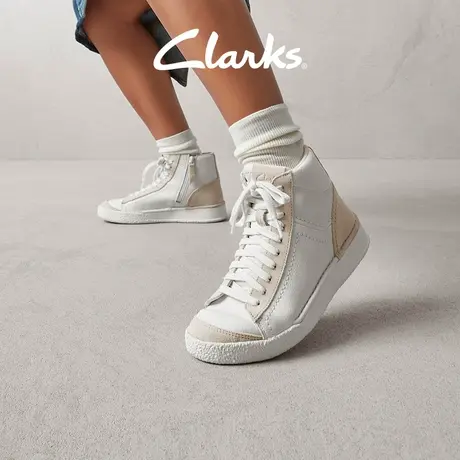 Clarks其乐艺动系列女鞋鞋子女撞色休闲板鞋侧拉链高帮鞋图片