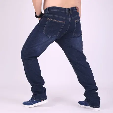 冬季大码牛仔裤男士宽松直筒弹力加肥加大码长裤子肥佬胖人中高腰图片