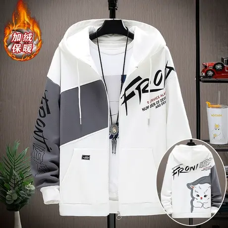 卫衣男秋冬季加绒加厚2025新款开衫外套男秋冬款宽松潮流百搭上衣商品大图
