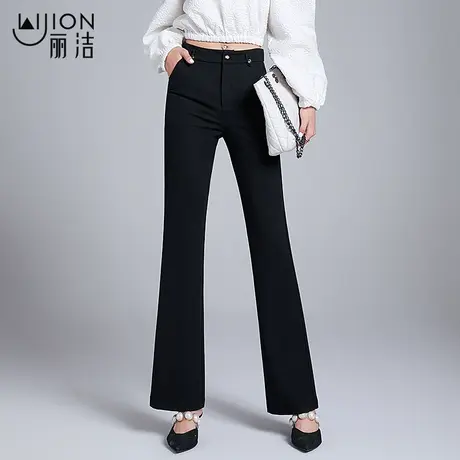 丽洁服饰黑色喇叭裤女2023年春秋装新款高腰显瘦微喇裤休闲西装裤商品大图