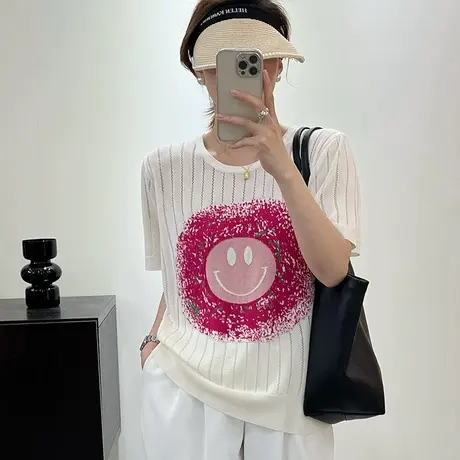 短袖t恤女2023新款夏季女装宽松半袖上衣设计感小众夏装体恤洋气商品大图