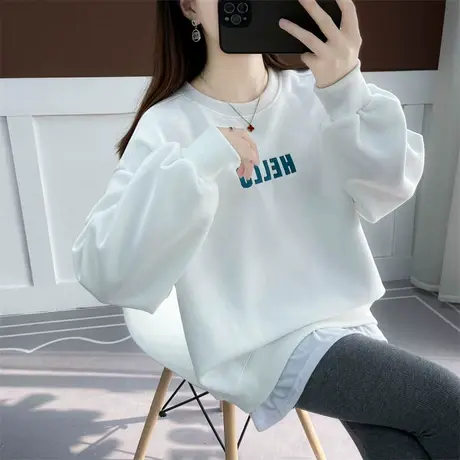 假两件卫衣冬款女2023年新款时尚宽松超火设计感圆领上衣春秋女装商品大图