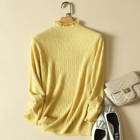 半高领套头毛衣女长袖针织衫女士洋气春装2024年新款内搭打底上衣图片