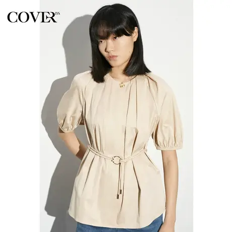 COVER夏季轻盈棉倒褶微弹衬衫商品大图