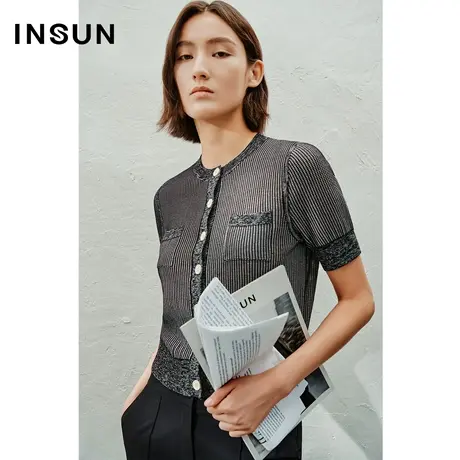 INSUN恩裳线上专选夏季肌理感挺括醋酸针织衫商品大图