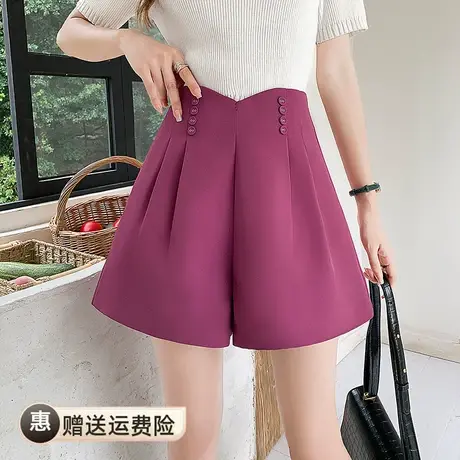 2023夏天新款设计感高腰西装短裤女a字版宽松显瘦阔腿休闲裤外穿图片