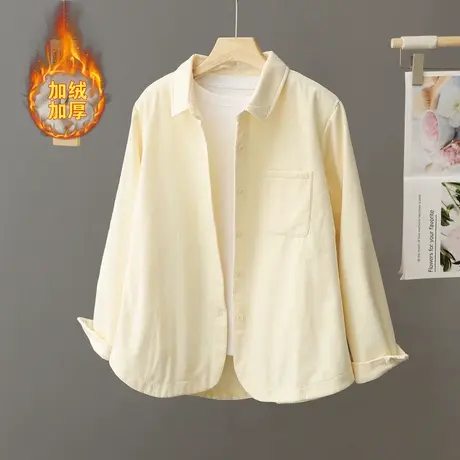 加绒加厚衬衫外套女秋冬季2024新款爆款宽松慵懒风小个子穿搭开衫商品大图