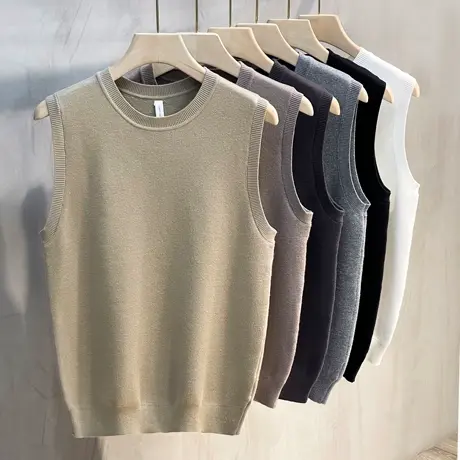 秋冬马甲针织衫背心男士圆领日系马夹学院风韩版潮流毛衣无袖坎肩商品大图