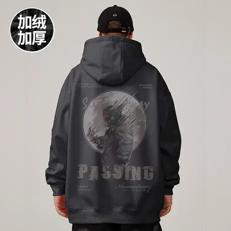 nasa连帽宇航员卫衣男潮胖子潮牌潮流大码外套秋冬款加绒加厚戴帽商品大图