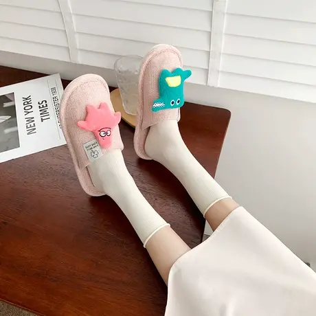 ins可爱派大星卡通家居拖鞋女秋冬四季室内舒适防滑学生棉拖鞋女商品大图