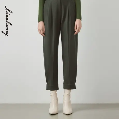 LANCY/朗姿俪雅羊毛休闲裤子冬季新款高腰小脚通勤工装裤女奥莱商品大图
