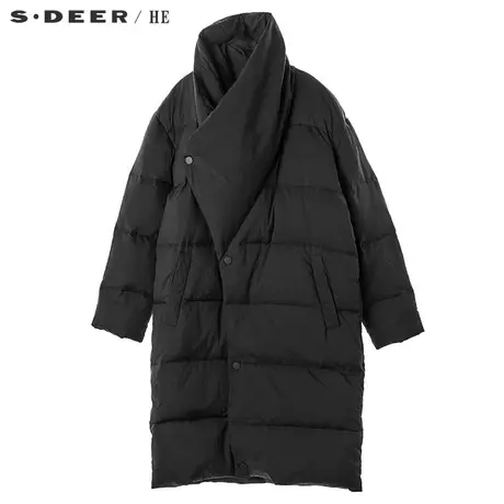 sdeerhe圣迪奥前卫时尚松紧个性创意门襟设计直筒羽绒服H17372409商品大图