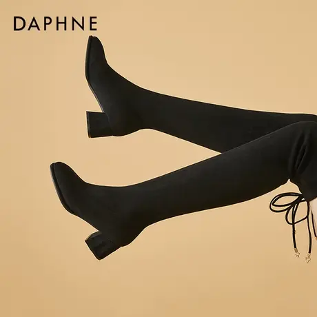 达芙妮过膝长筒靴女冬季加绒2021年新款高跟显瘦小个子百搭长靴女商品大图