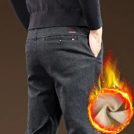 男士加厚加棉休闲裤子冬季冬天男装加绒保暖西装裤秋冬款直筒西裤商品大图