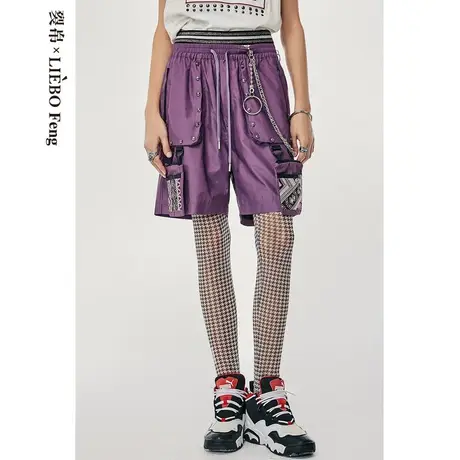 M-裂帛LIEBOFeng商场同款2024年国潮复古刺绣工装百慕大短裤图片