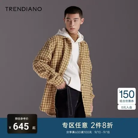 TRENDIANO官方男装秋季新款格子夹克外套潮牌男商品大图