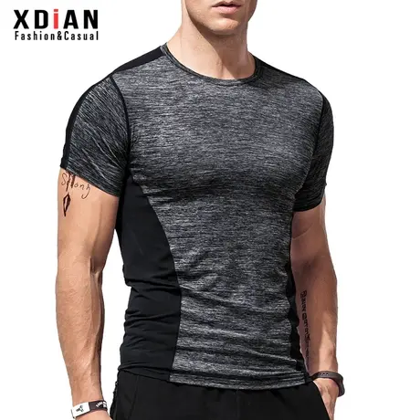 续点 紧身T恤男士弹力短袖运动健身上衣夏季潮流圆领吸汗透气体恤图片