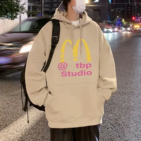 重磅纯棉连帽卫衣男秋冬季2023新款潮流宽松帽衫美式ins潮牌外套商品大图