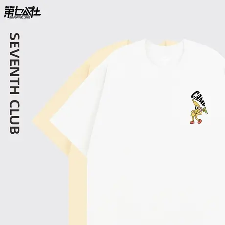 第七公社白色纯棉短袖t恤女设计感小众宽松2024新款潮小个子半袖商品大图