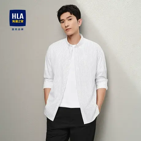 HLA/海澜之家长绒棉长袖休闲衬衫24春夏新条纹柔软亲肤有型衬衣男商品大图