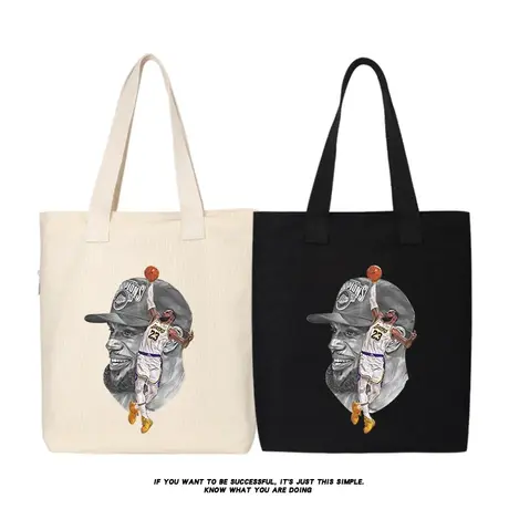 秀洛湖人勒布朗詹姆斯手绘素描人像帆布包手提包购物袋单肩包书包商品大图