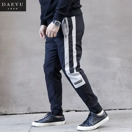 春新款青年帅气大号弹力潮胖子加肥加大码男士针织休闲运动裤商品大图