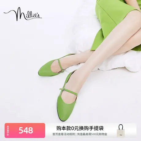 妙丽尖头玛丽珍春季新款时尚晚晚鞋通勤浅口平底鞋女单鞋SIJ12AQ3商品大图