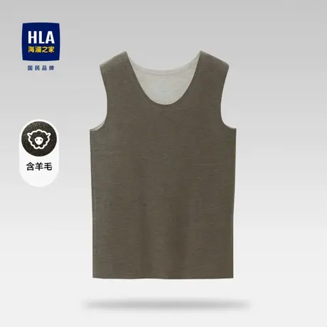 HLA/海澜之家含羊毛内衣背心含桑蚕丝弹力纯色柔软内衣男商品大图