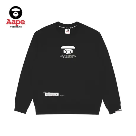 Aape旗舰店男装秋冬猿颜字母印花宽松薄绒圆领卫衣3933XXJ商品大图