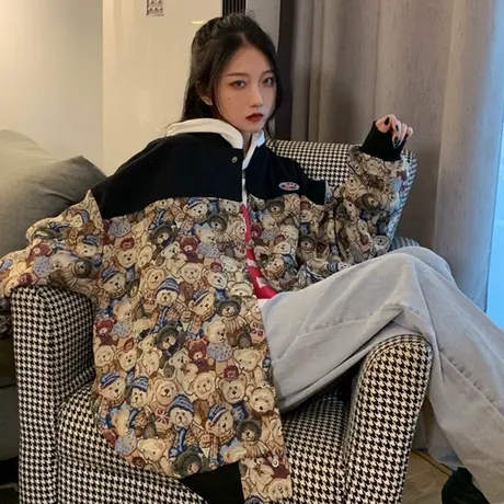 oversize外套女2021春秋小香风上衣开衫美式复古夹克棒球服ins潮图片