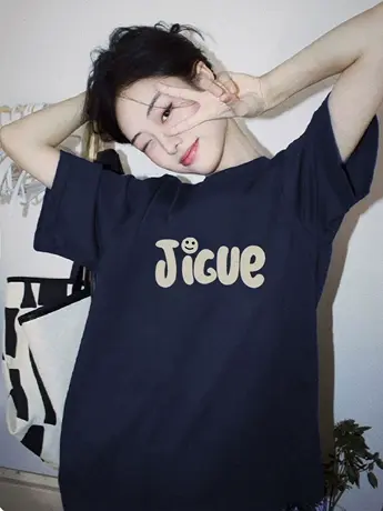 纯棉正肩短袖t恤女夏季美式复古小众设计感oversize宽松半袖上衣商品大图