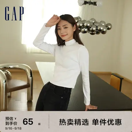 【女友T】Gap女装秋季半高领弹力罗纹针织衫445757短款长袖图片