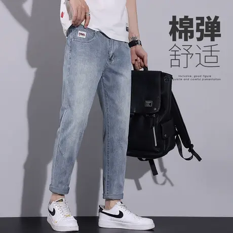 2023新款男士潮流百搭九分休闲牛仔裤夏季日系港风潮牌男裤子夏款商品大图