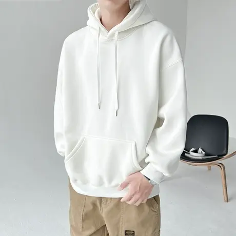 纯色连帽卫衣男春秋灰色重磅宽松oversize上衣服潮牌高街男生外套商品大图