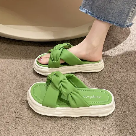 设计感交叉拖鞋女夏外穿网红2023新款百搭厚底防滑沙滩超火凉拖潮商品大图