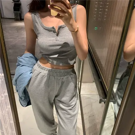 吊带背心女夏外穿宽肩带设计感炫雅风工字型百搭显瘦小心机上衣潮图片