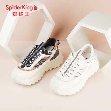 SPIDER KING/蜘蛛王休闲鞋女2024春商场新款运动款真皮网面厚底软图片
