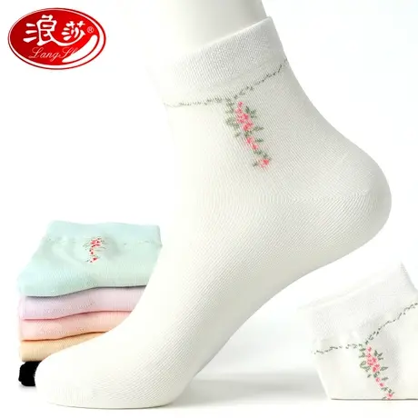 浪莎袜子女纯棉春秋防臭吸汗女士棉袜秋冬季女袜中筒运动袜ins潮商品大图